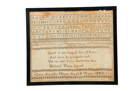 Appraisal: ENGLISH SAMPLER Clara Aurelia Nixon Camden Middlesex silk on linen