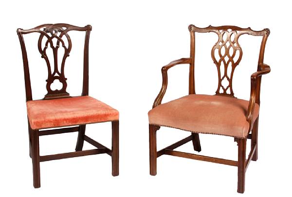 Appraisal: An assembled group of five George III style dining chairs