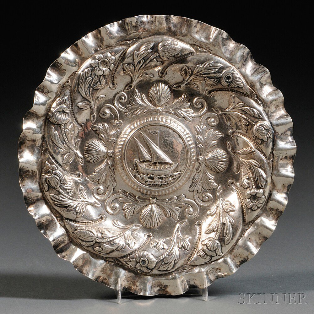 Appraisal: Portuguese Silver Dish Oporto - maker's mark of a heart