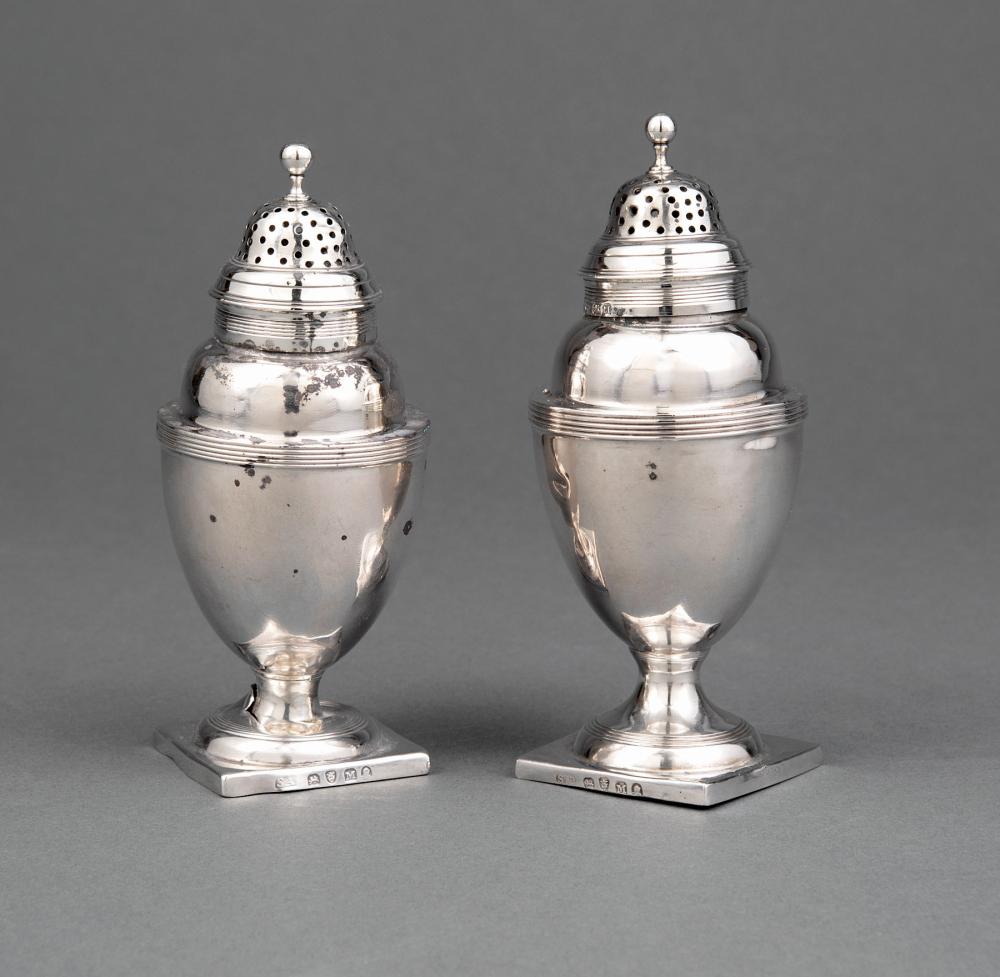 Appraisal: Pair of George III Sterling Silver Pepperettes London maker's marks