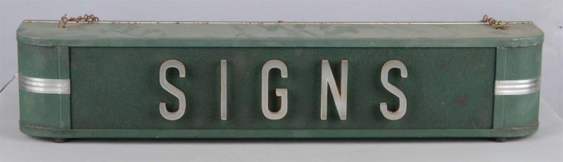 Appraisal: SIGNS Lighted Hanging Trade Sign This vintage green painted metal