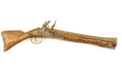 Appraisal: An early th century Persian flintlock blunderbuss pistol with a