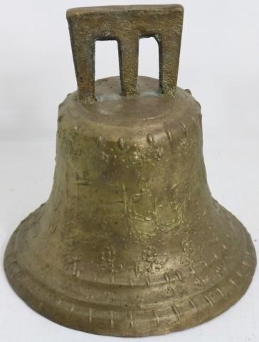 Appraisal: BRONZE SPANISH COLONIAL MISSION BELL DATED FOUND IN TEXAS HEAVY