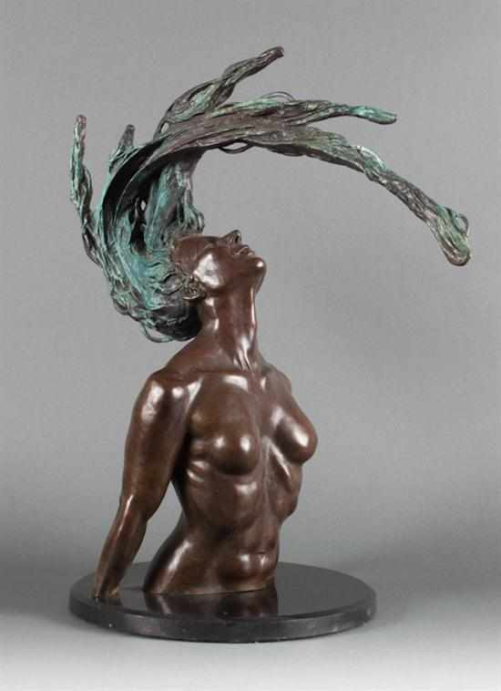 Appraisal: Barry Woods Johnston American b ''Bather '' bronze figure brown