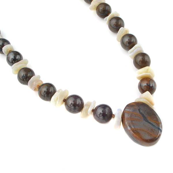 Appraisal: Boulder Opal and White Opal Necklace Centering on a boulder