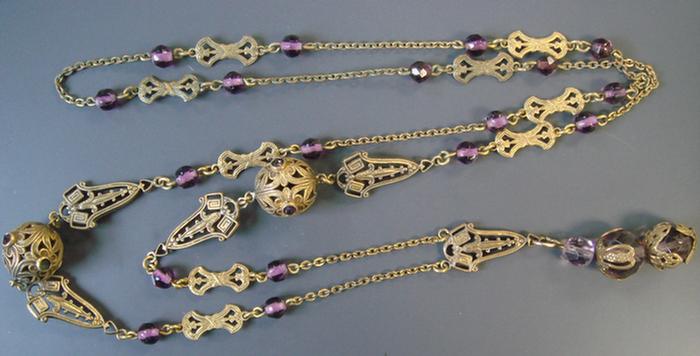 Appraisal: Gold-filled Drop Necklace Victorian style with elaborate beads and chain