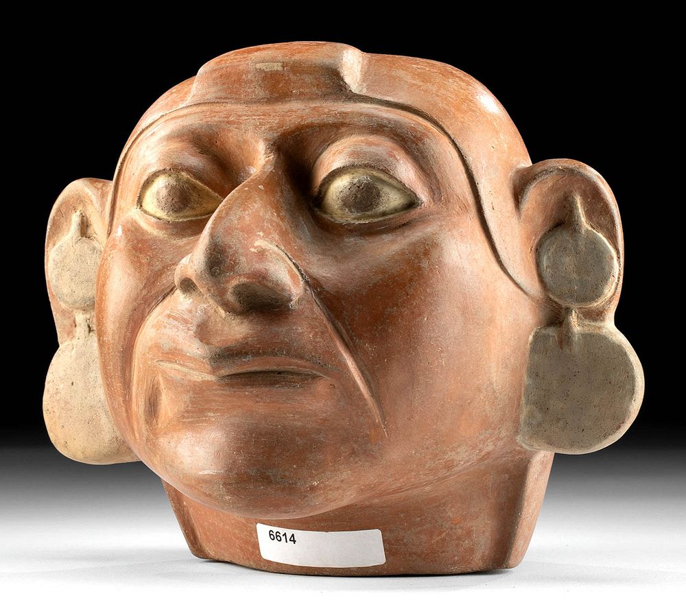 Appraisal: Moche Pottery Portrait Vessel Pre-Columbian northern Peru Moche II ca