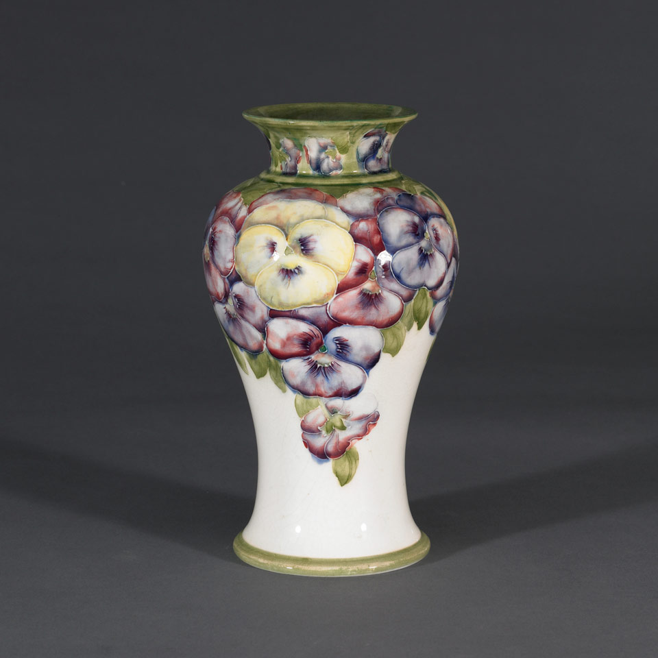 Appraisal: Macintyre Moorcroft Pansy Vase c - printed mark in brown