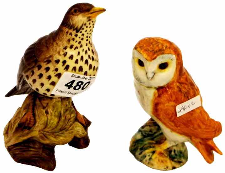 Appraisal: A Beswick Songthrush and a Beswick Owl tail damaged