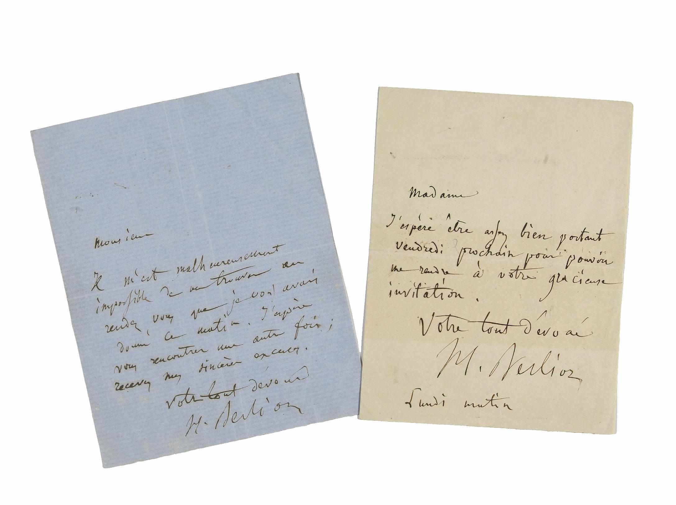 Appraisal: BERLIOZ HECTOR - Autograph Letters Signed ''H Berlioz'' pp vo