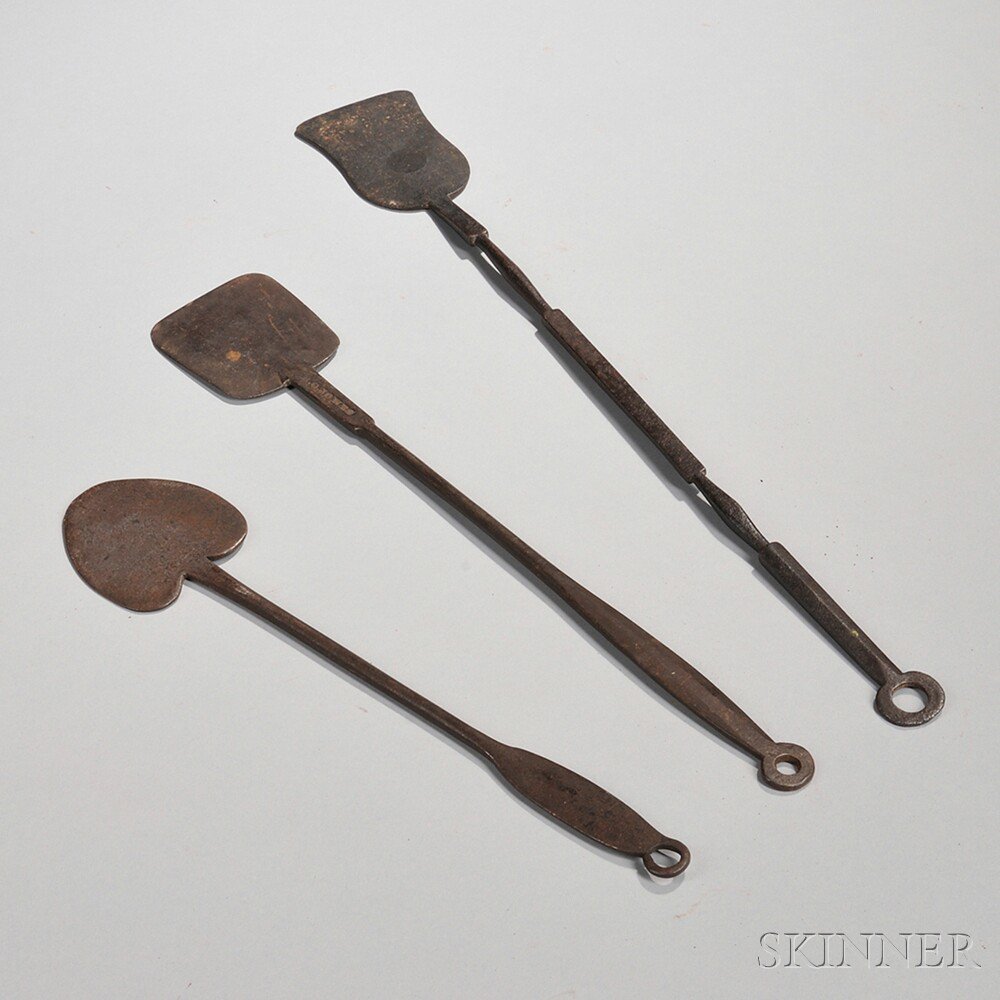 Appraisal: Three Wrought Iron Spatulas America late th early th century