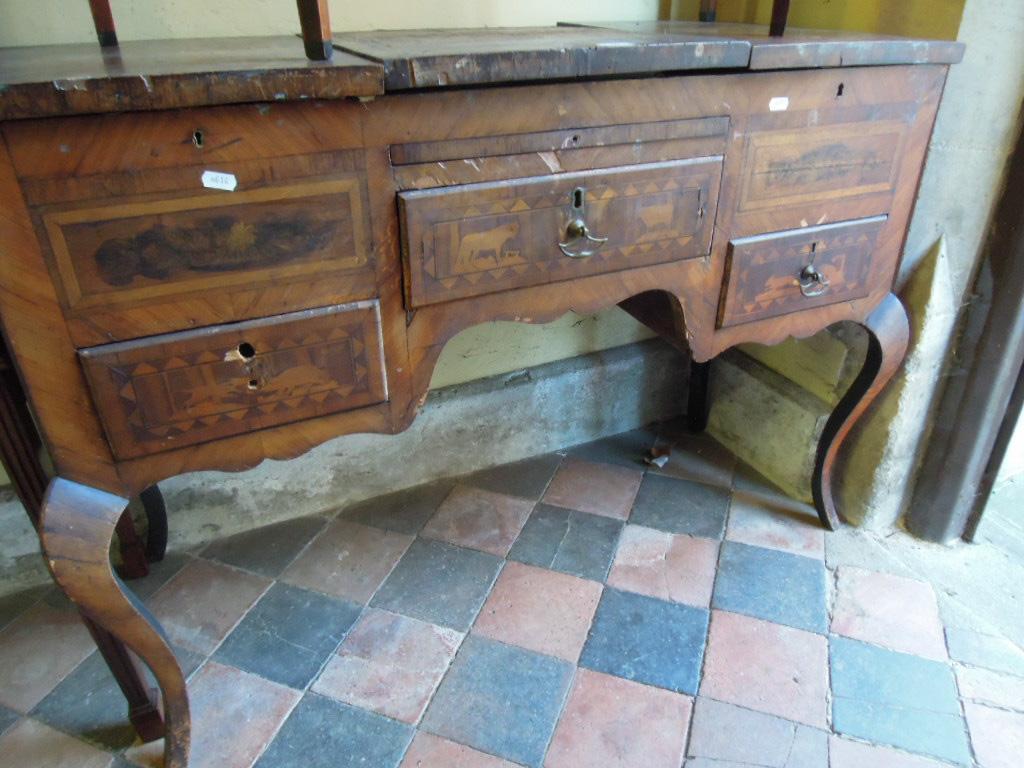 Appraisal: A th century continental walnut and reosewood veneered dressing table