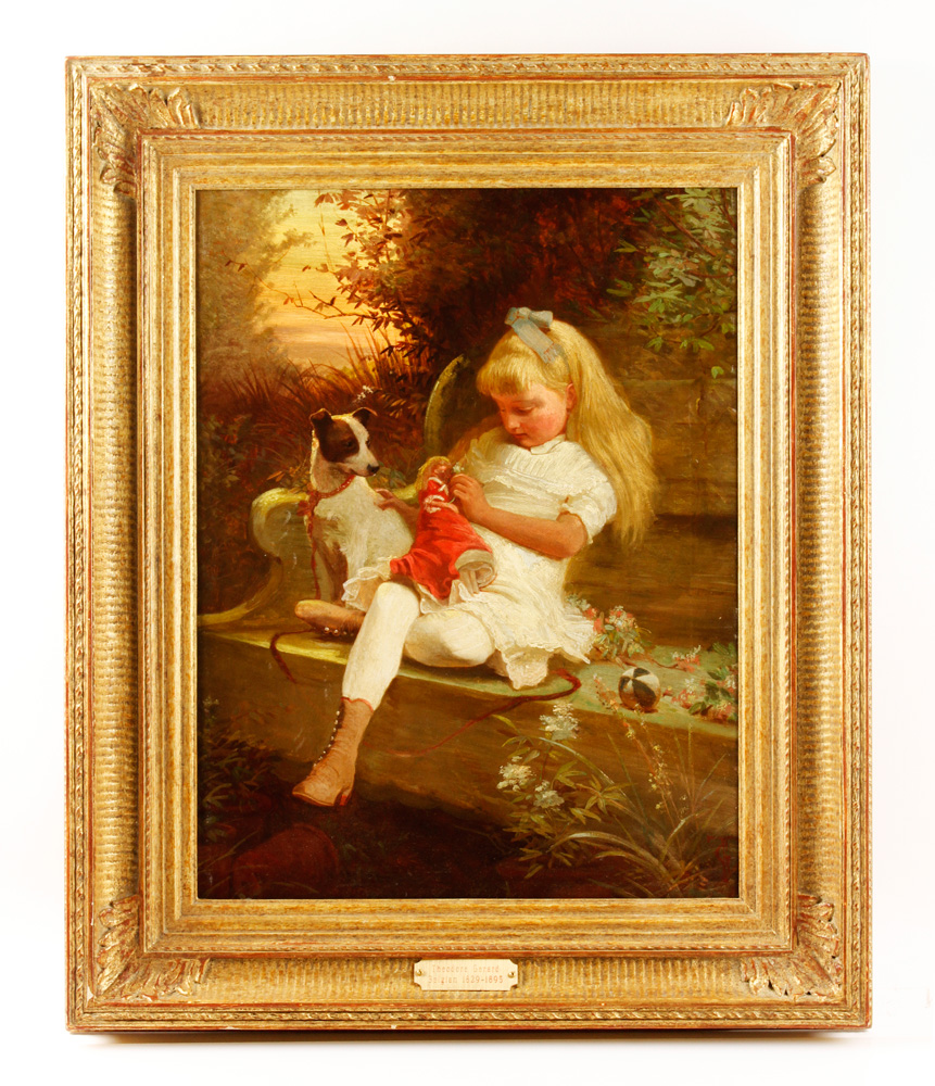 Appraisal: - Gerard Girl and Dog O C Theodore Gerard Belgian