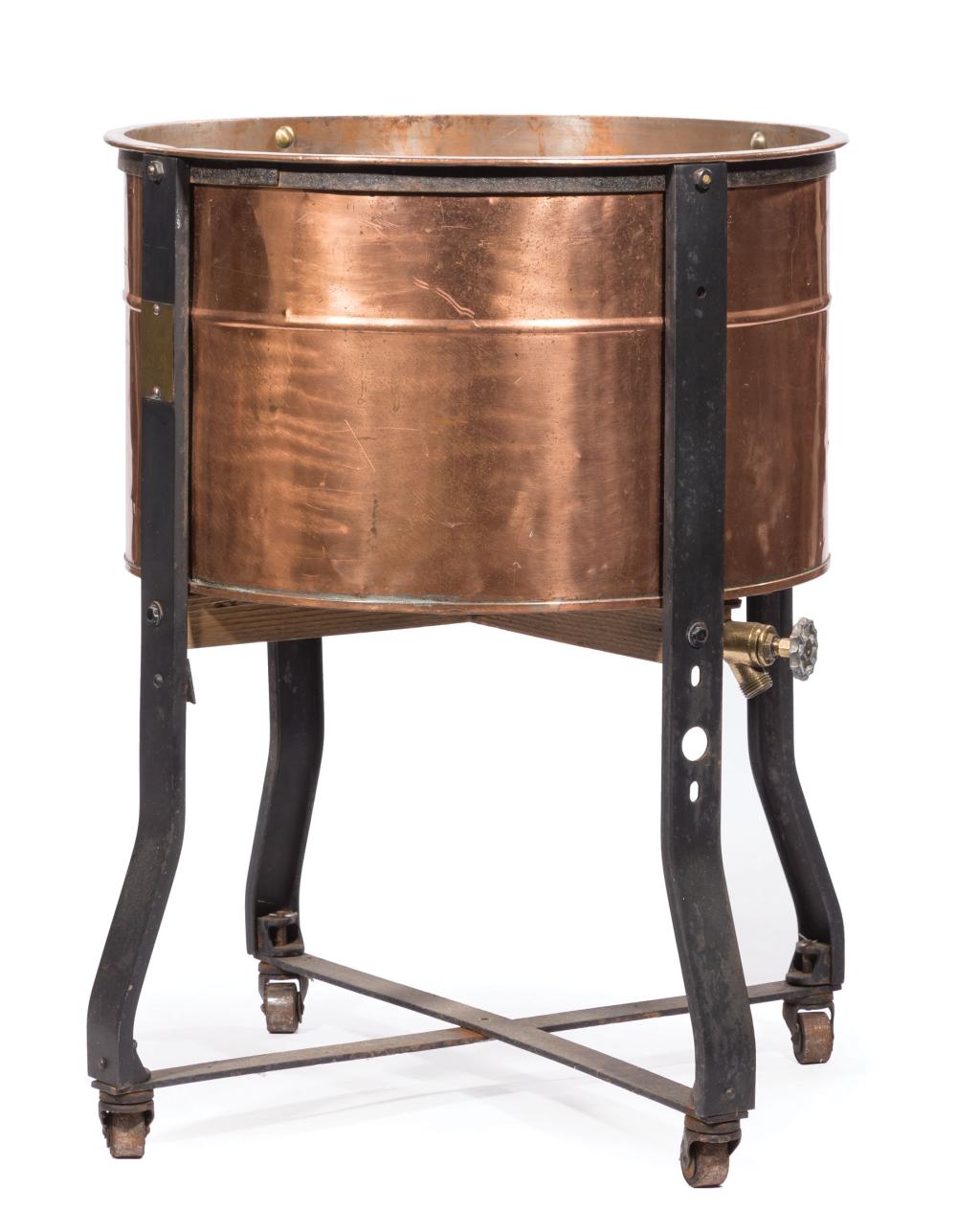 Appraisal: Copper Wash Machine Tub now a beverage cooler flanged lip