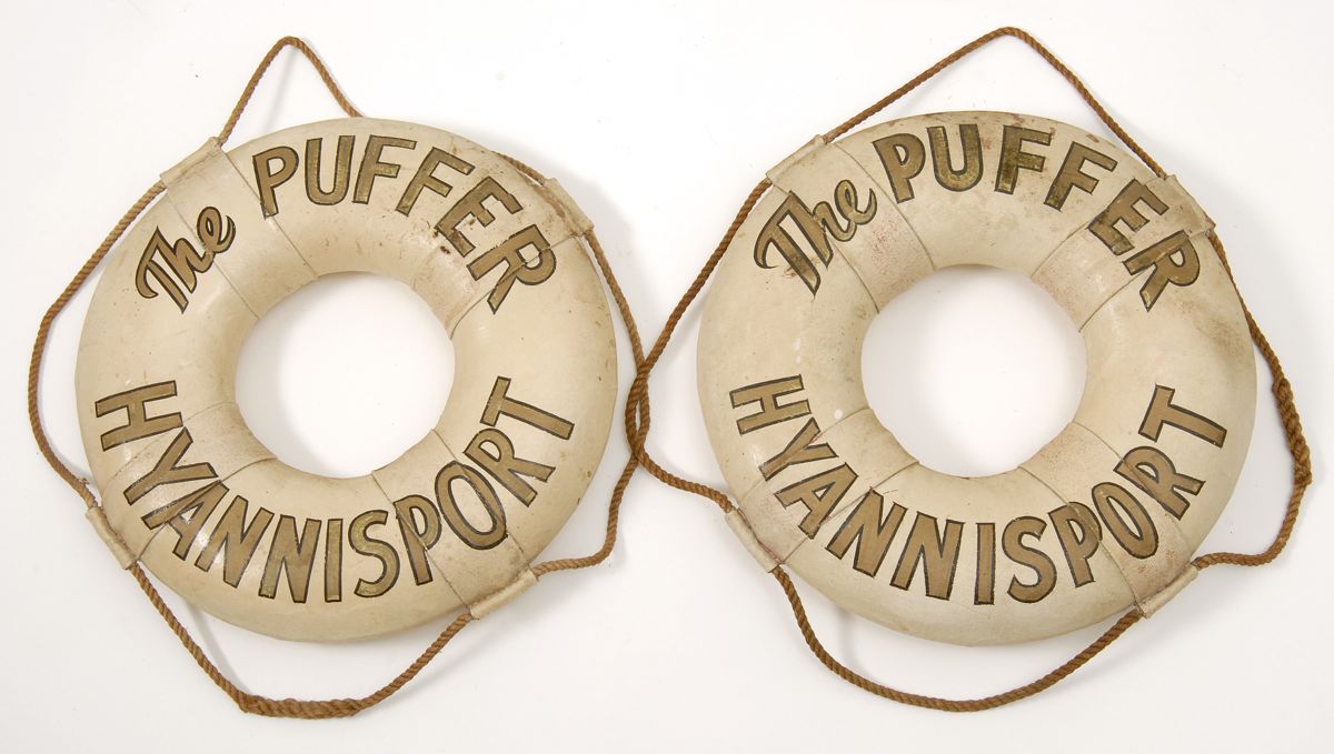 Appraisal: PAIR OF LIFE PRESERVERS Mid- th CenturyThe Puffer - Hyannisport