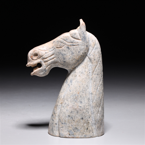 Appraisal: Chinese carved horse head out of a hardstone that is