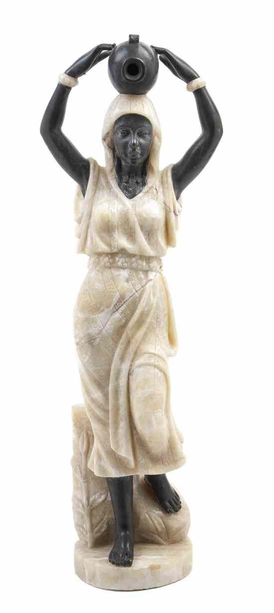 Appraisal: An Egyptian Revival Onyx and Marble Statue depicting a woman