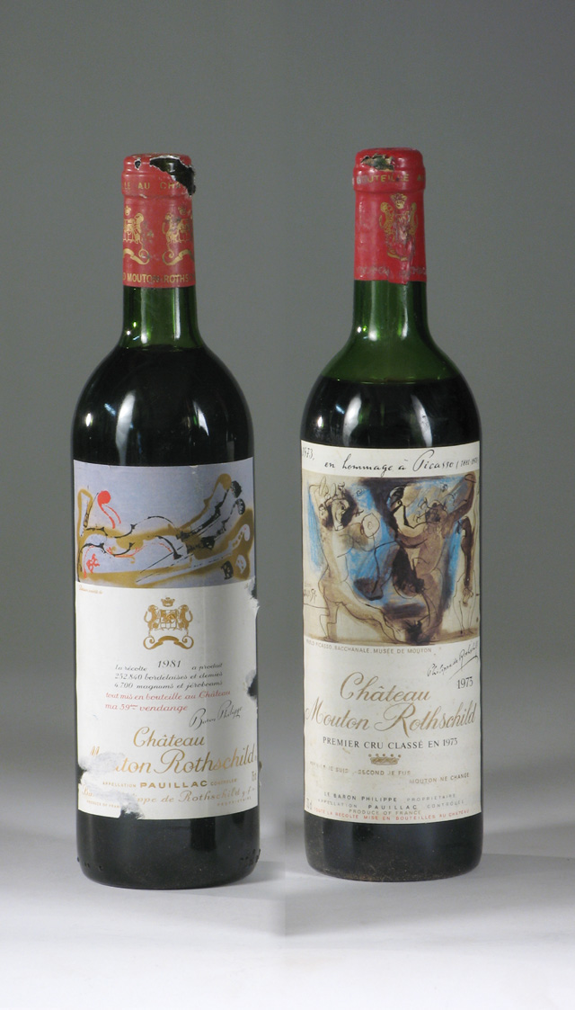 Appraisal: TWO BOTTLES OF FRENCH VINTAGE RED BORDEAUX WINE Chateau Mouton