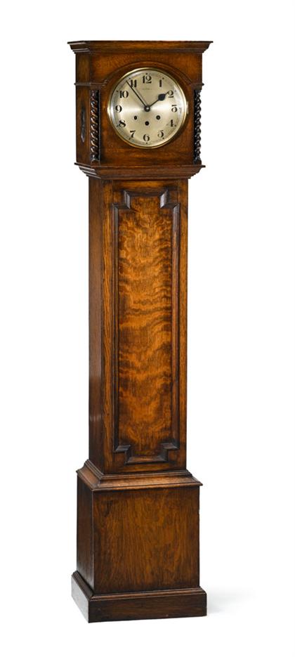 Appraisal: English oak cased grandmother clock mappin and webb ltd The