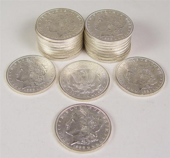 Appraisal: Roll of -O Morgan Dollars Grades mostly MS - but