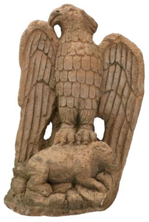 Appraisal: Folk art carved stone sculpture Mexico depicting an eagle with