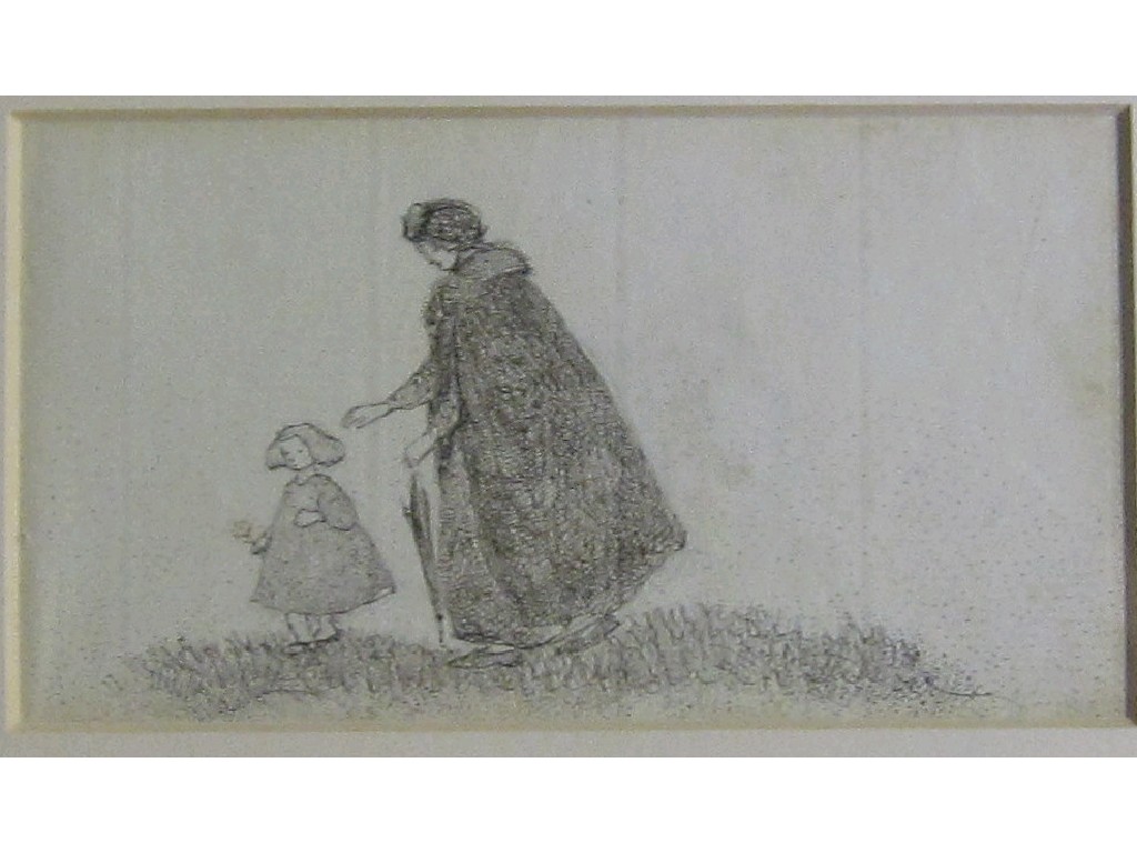 Appraisal: ANNIE FRENCH Ink on laid paper 'A Walk' x