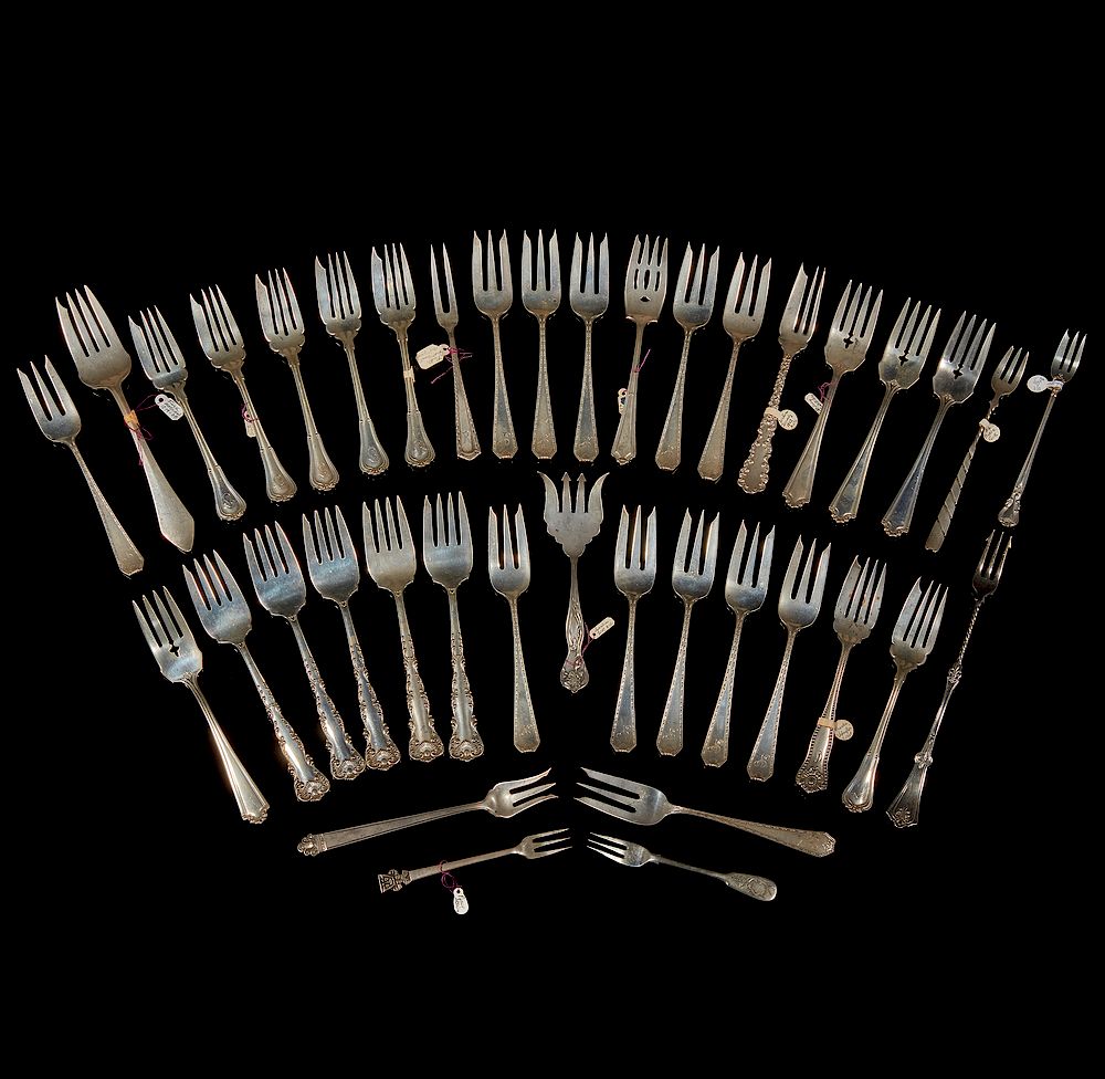 Appraisal: Assorted Silver Forks Assorted silver forks comprising twenty six sterling