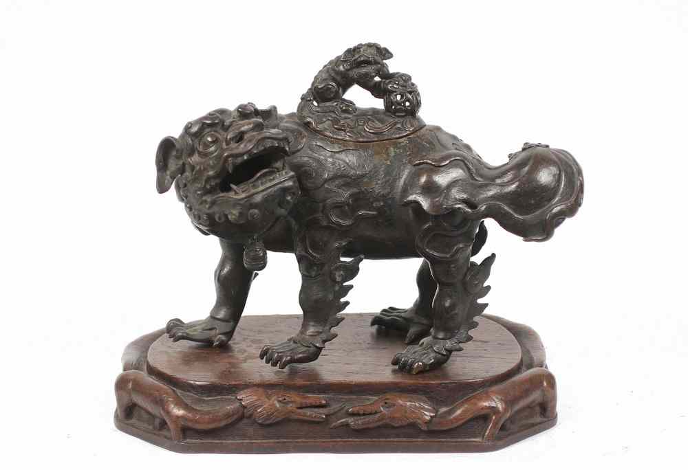 Appraisal: CHINESE BRONZE FIGURE - Important early cast bronze kylin form