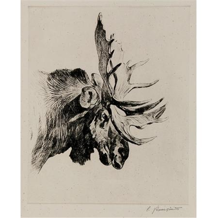 Appraisal: Carl Rungius OLD BULL Etching and drypoint Estimate -