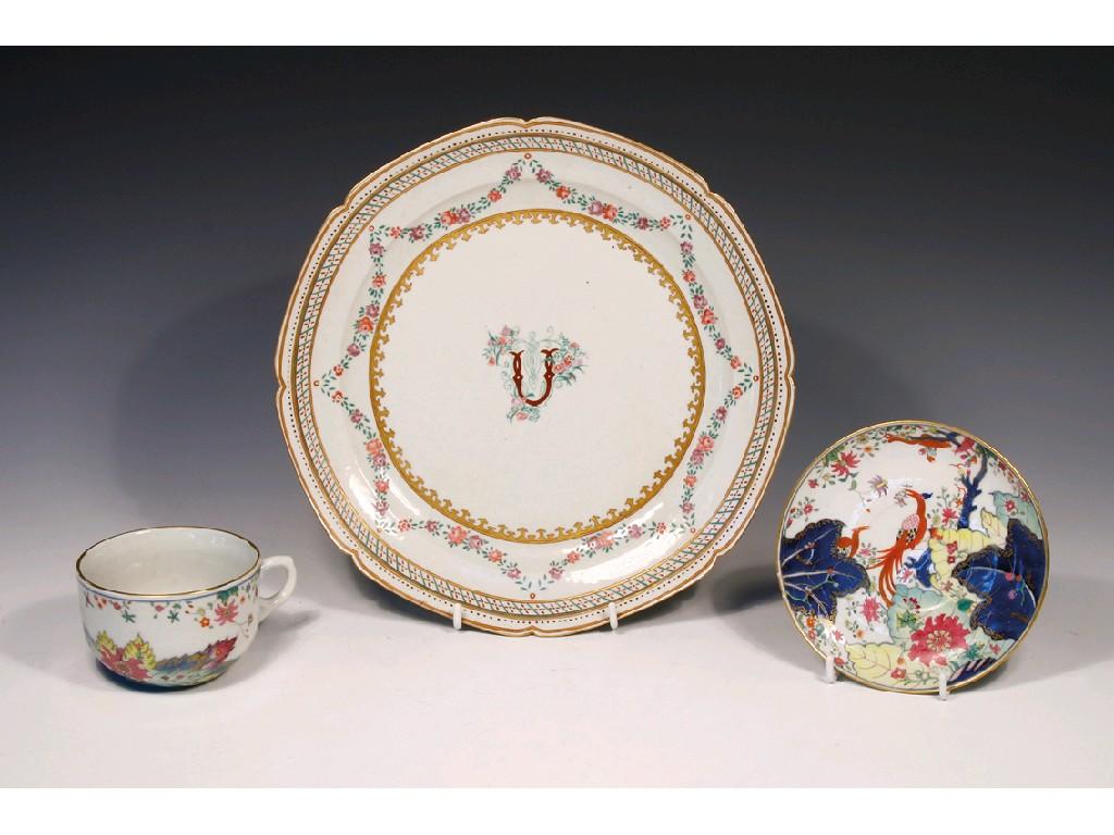 Appraisal: A CHINESE EXPORT STYLE PLATE enamelled in polychrome and gilt