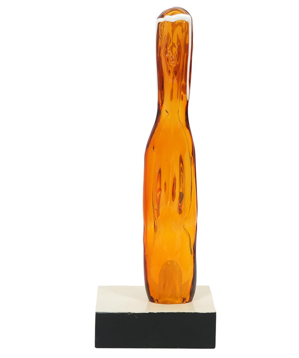 Appraisal: ROBERT WILLSON AMBER MURANO ART GLASS ON STANDRobert Willson American