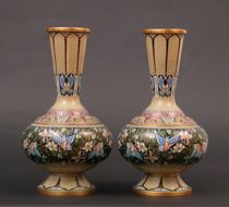 Appraisal: A Large Pair of Cloisonn Vases Pair of large cloisonne