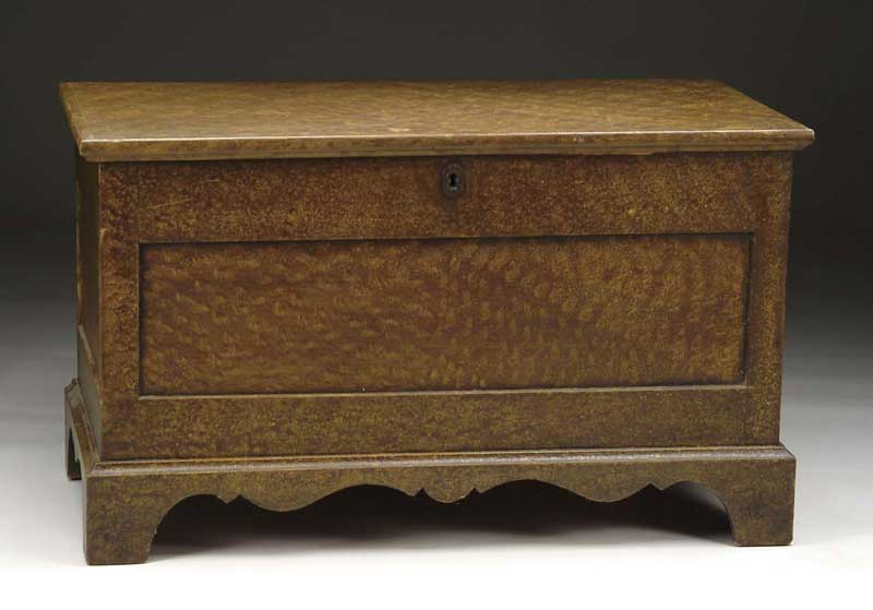 Appraisal: SPONGE DECORATED BRACKET BASE LIFT TOP BLANKET CHEST All over