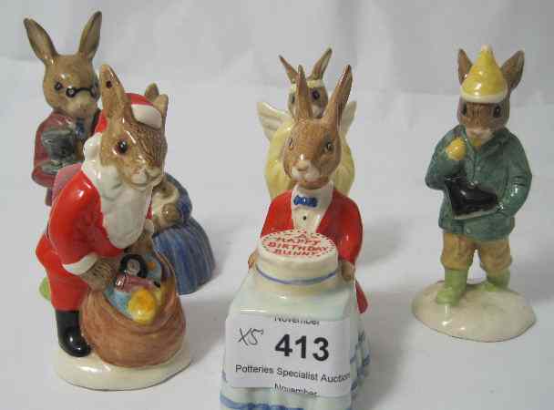 Appraisal: Royal Doulton Bunnykins Santa DB Father Mother and Victoria DB