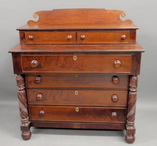 Appraisal: New England Sheraton mahogany chest of drawers c h x