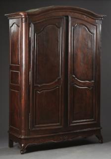 Appraisal: Large French Provincial Carved Walnut Armoire c the stepped arched