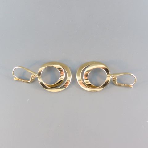 Appraisal: K Gold Earrings French wires with double circles yellow gold