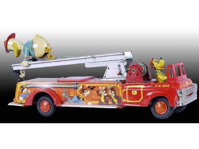 Appraisal: Linemar Walt Disney Fire Truck Toy Description Tin Marked Japan