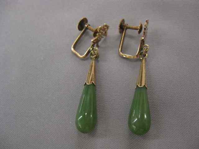 Appraisal: Jade Earrings k rose gold screw back style with ''