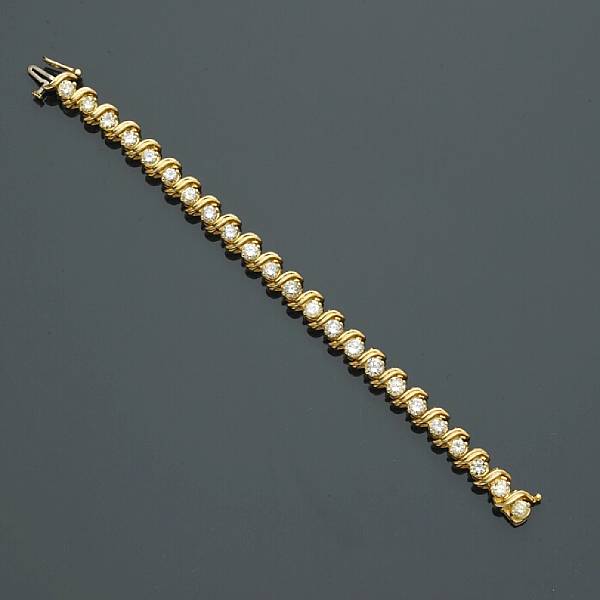 Appraisal: A diamond line bracelet estimated total diamond weight carats mounted