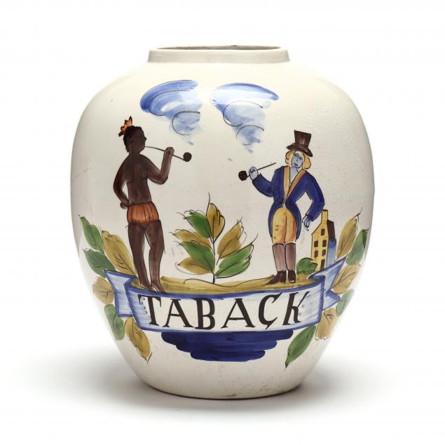 Appraisal: DUTCH DELFT TOBACCO JAR th century a native and a