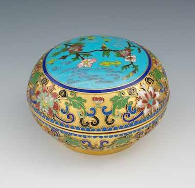 Appraisal: A Cloisonne Covered Jar Republic Period Gilt ground and with