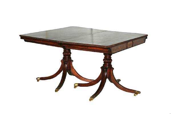 Appraisal: A William IV style double pedestal mahogany dining table mid