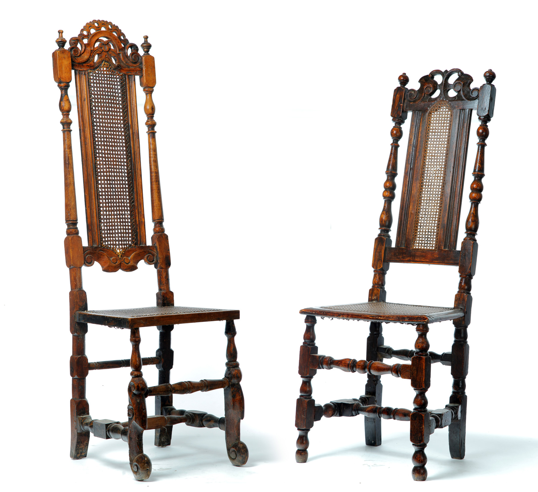 Appraisal: TWO CARVED CHAIRS European th century mixed woods Turned and