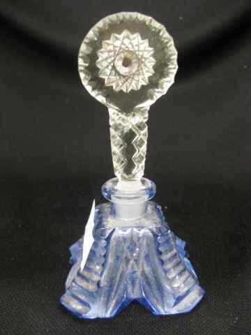 Appraisal: Czechoslovakia Art Glass Perfume Bottle cit deco design blue base