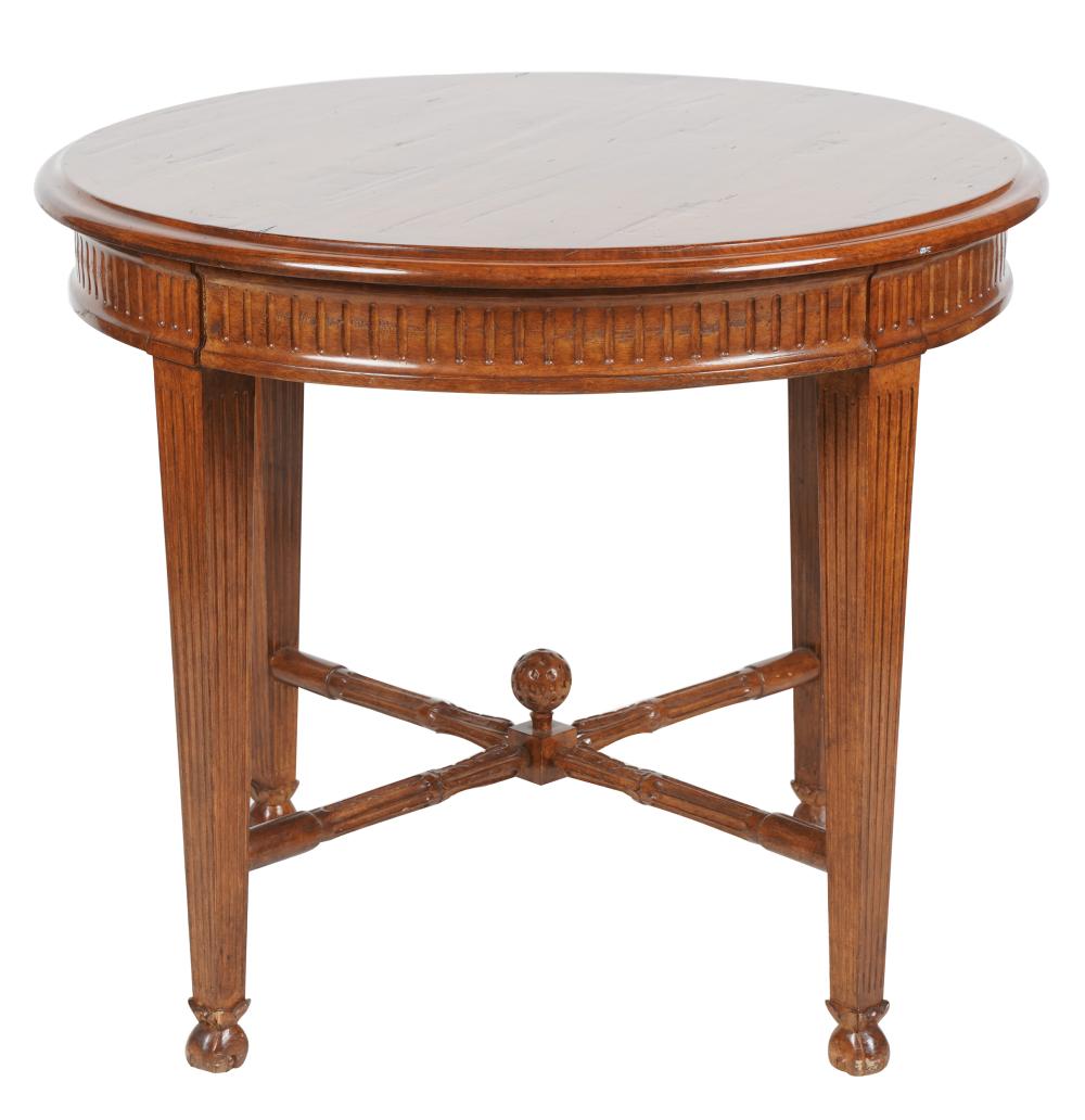 Appraisal: ROUND FRUITWOOD OCCASIONAL TABLEmodern reproduction in the Neoclassical form inches