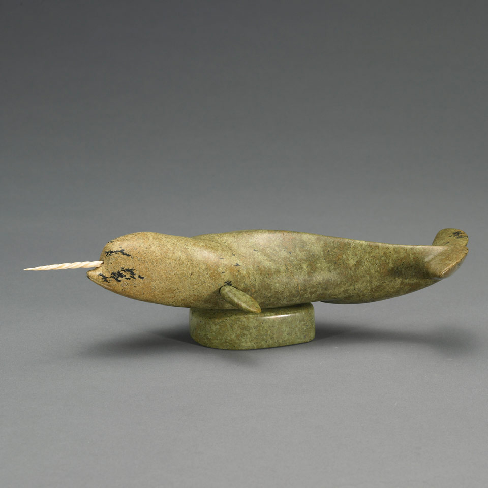 Appraisal: NALENIK TEMELA - E - Lake Harbour NARWHAL stone ivory