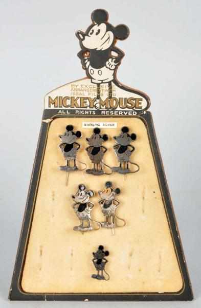 Appraisal: Walt Disney Mickey Mouse Jewelry Pin Display Description English Pre-war