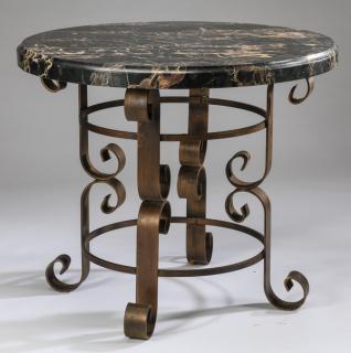 Appraisal: Contemporary marble top side table w Contemporary metal marble top