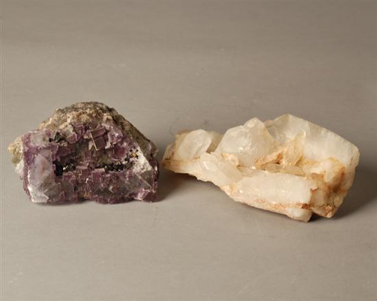 Appraisal: Two Crystals one Amethyst color other rock crystal Largest x